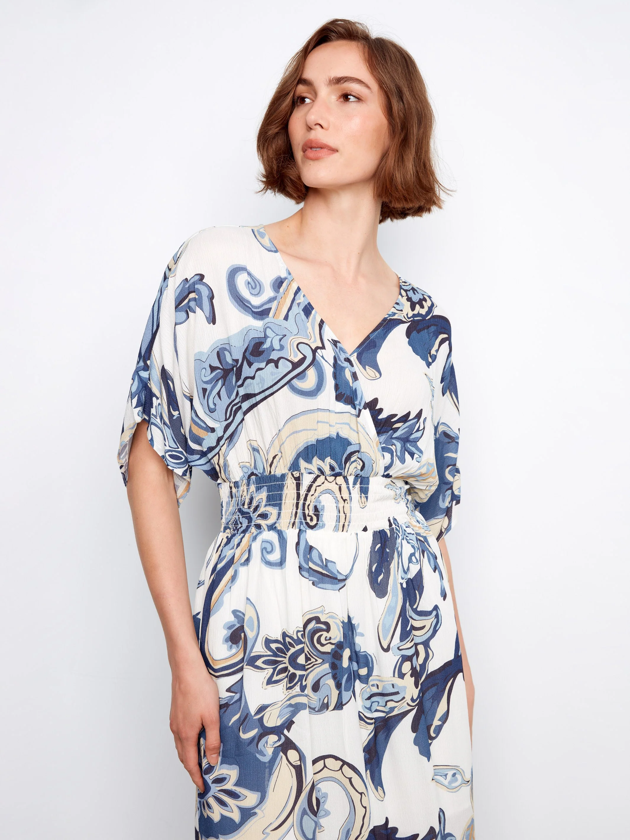 Printed Dolman Sleeve Maxi Dress - Paisley - Image 6