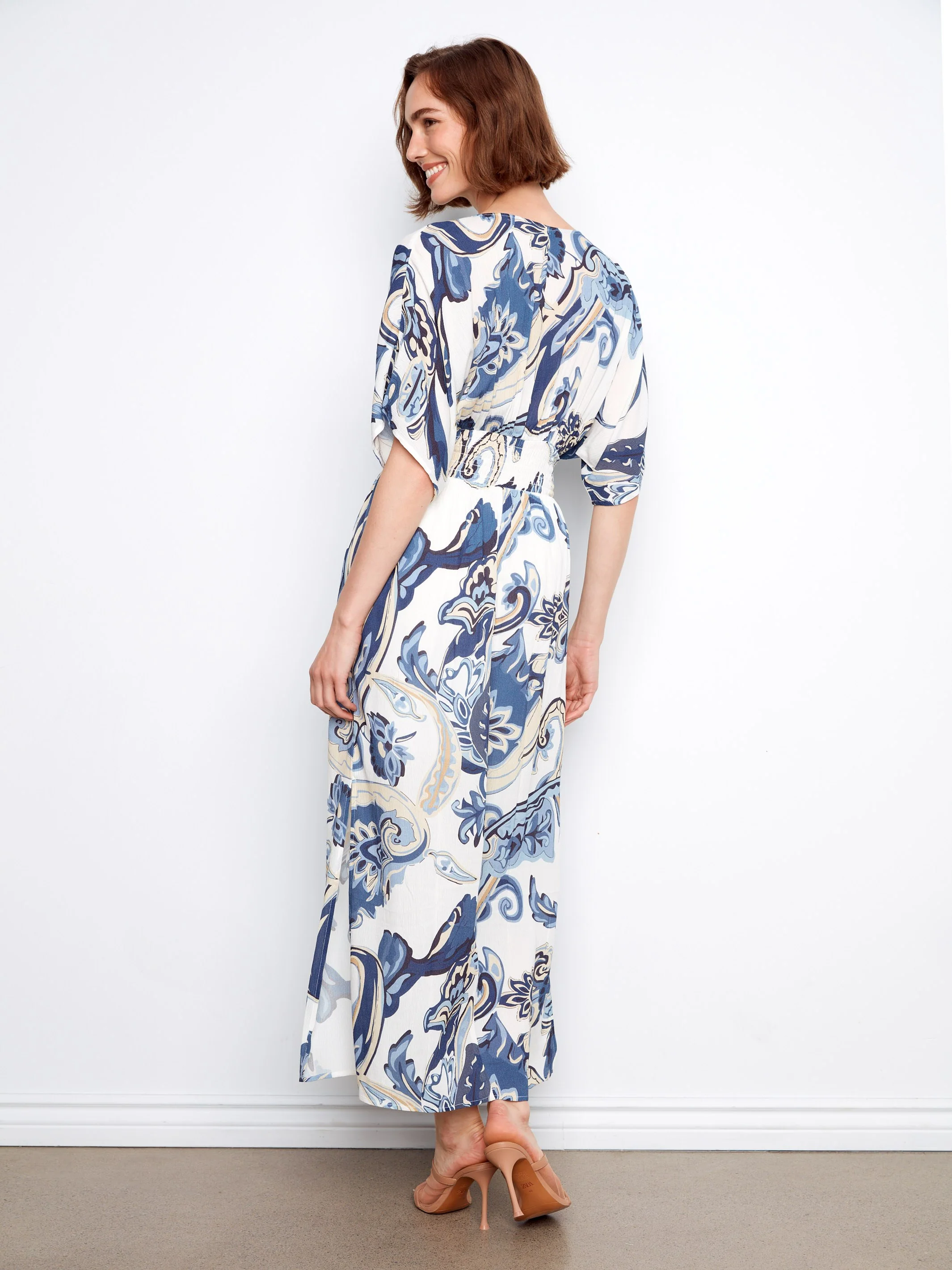 Printed Dolman Sleeve Maxi Dress - Paisley - Image 7