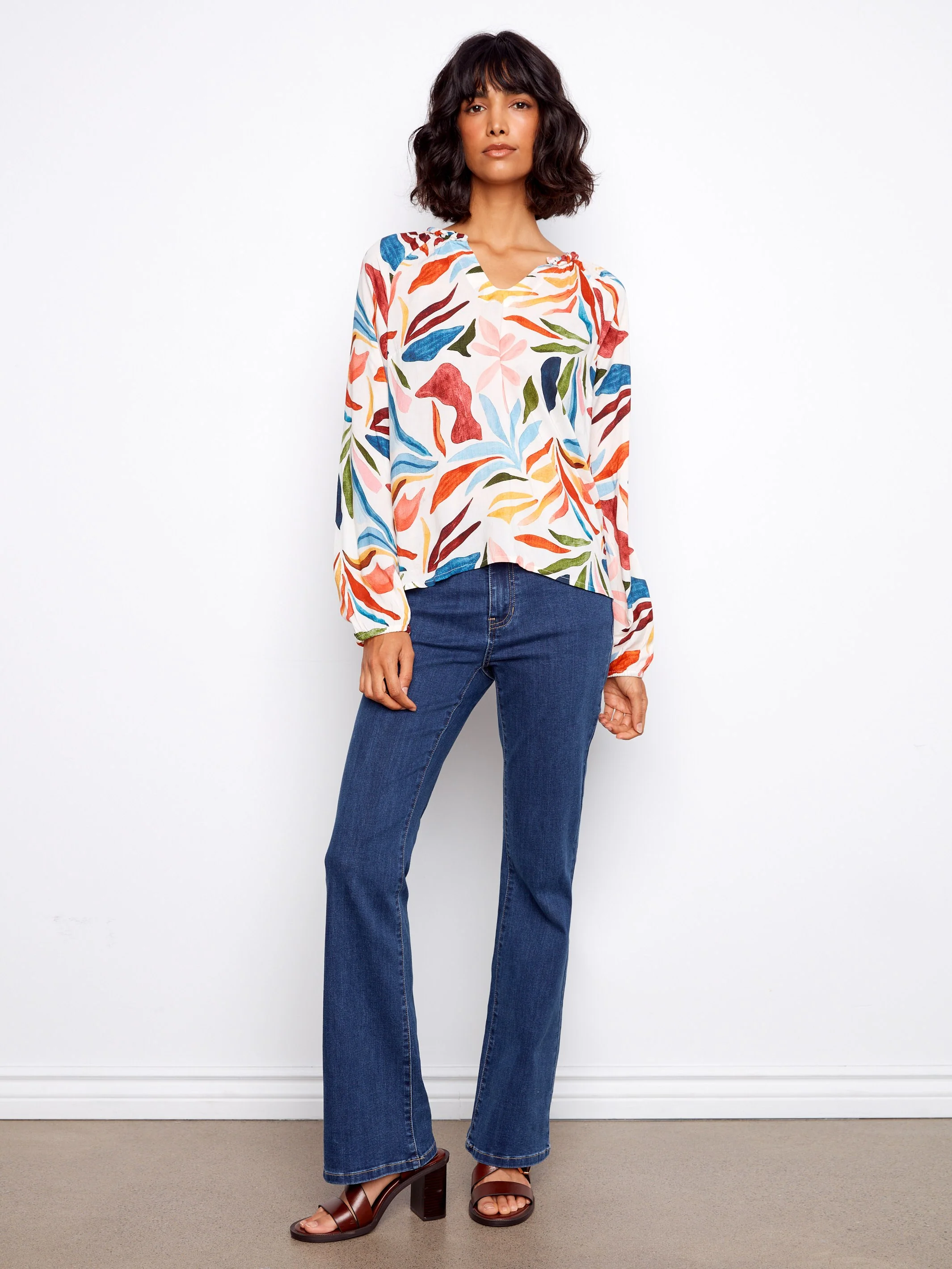 Printed Popover Blouse - Solstice - Image 3