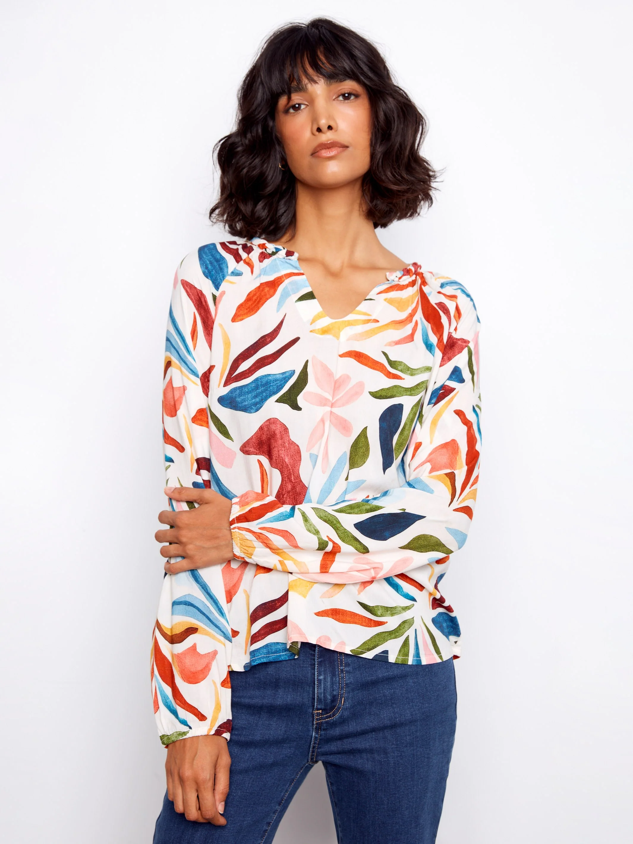 Printed Popover Blouse - Solstice - Image 4