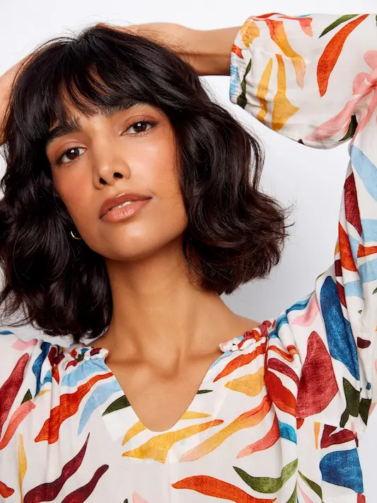 Printed Popover Blouse - Solstice - Image 7