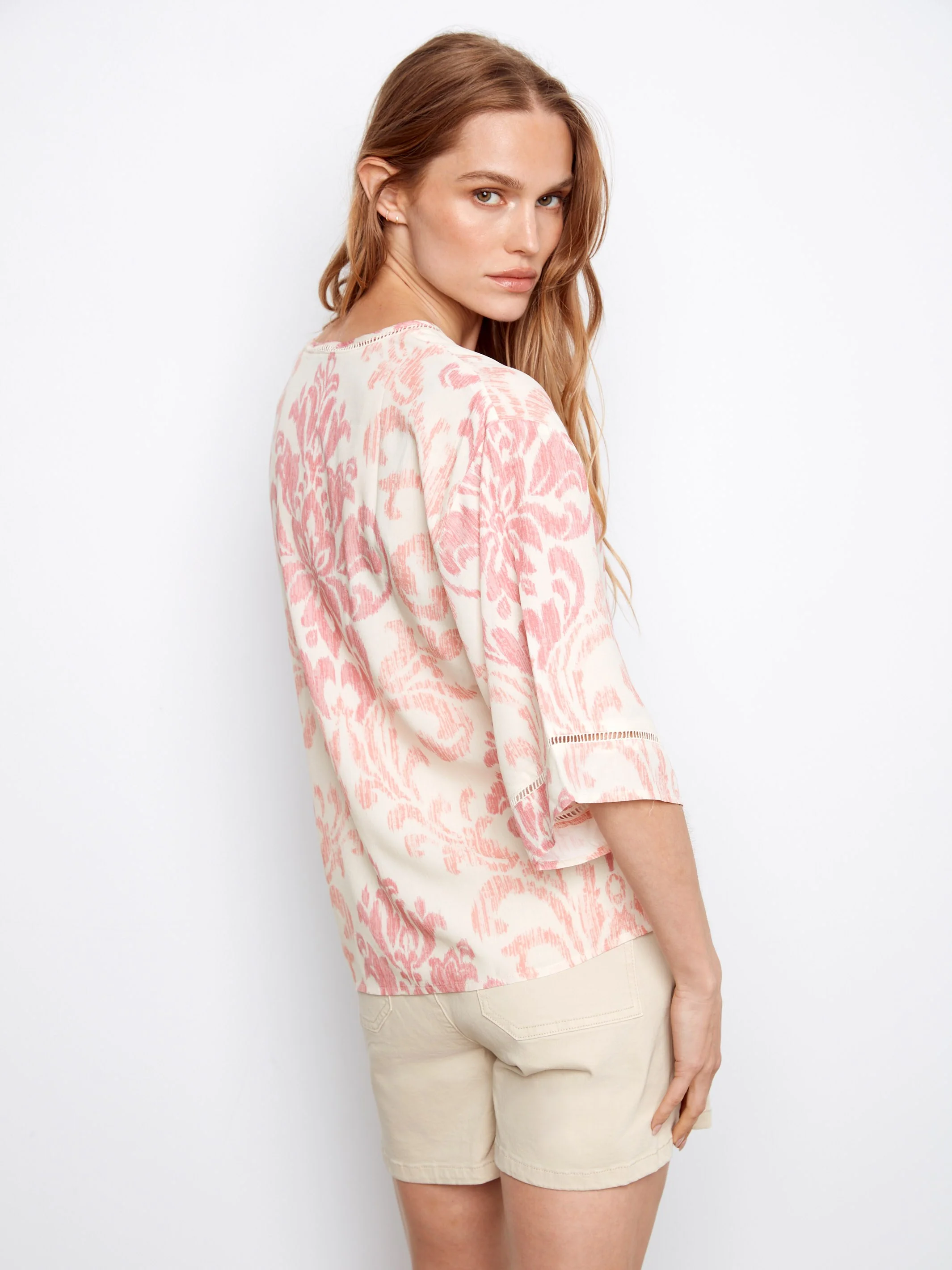Printed Viscose V-Neck Blouse - Evelyn - Image 5