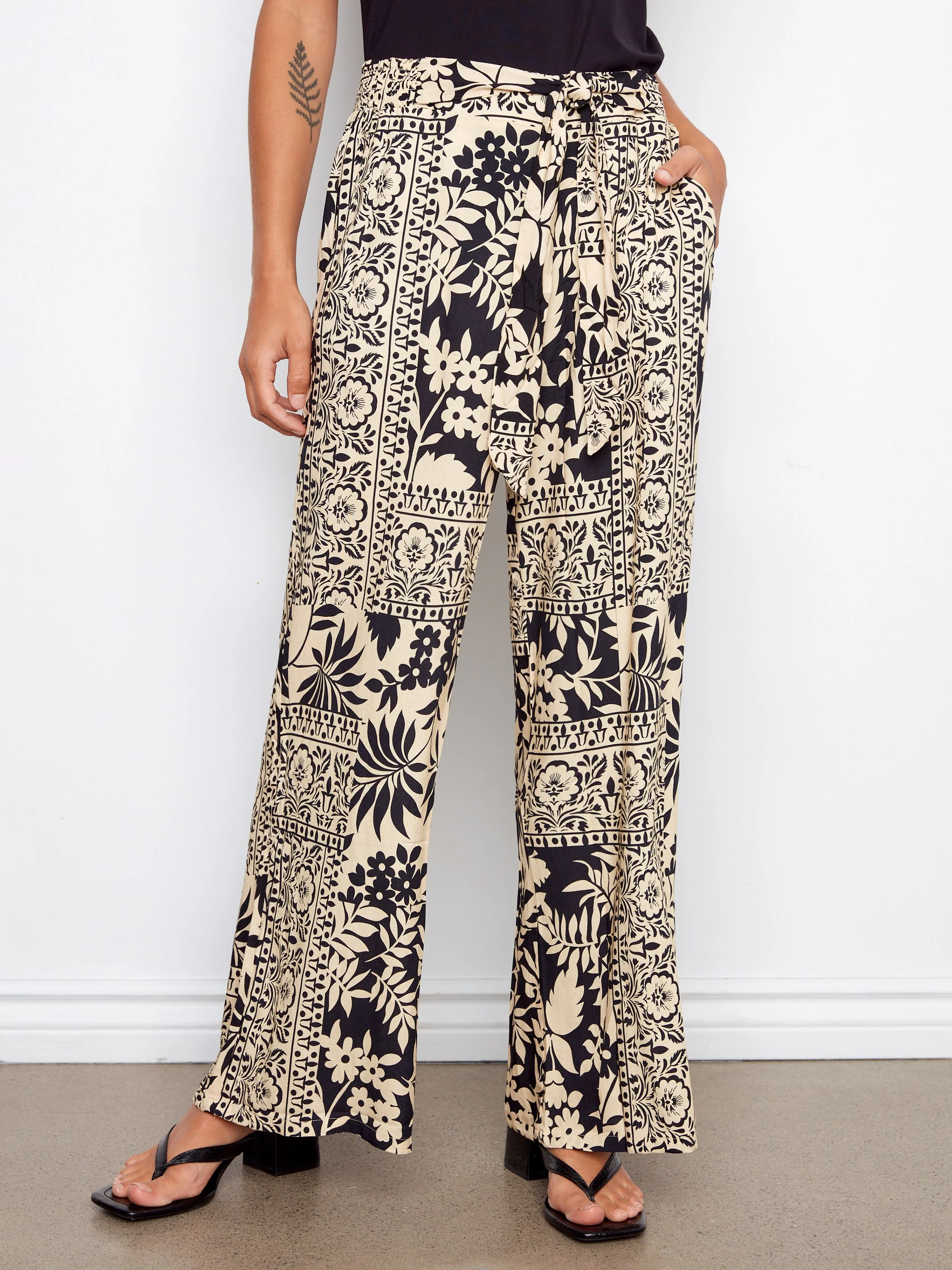 Printed Wide Leg Pants - Abstract - Image 6