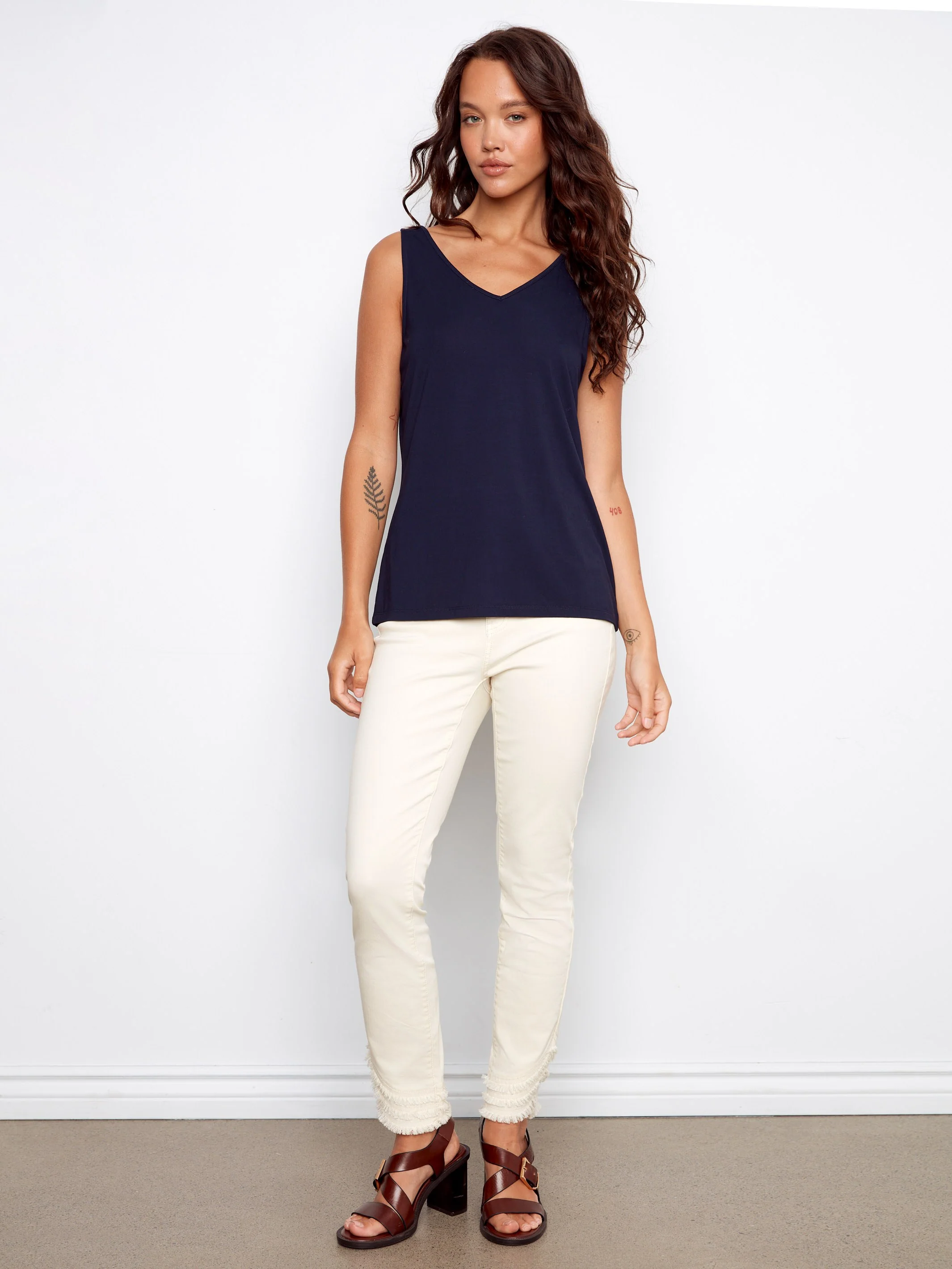 Reversible Bamboo Cami - Navy - Image 3