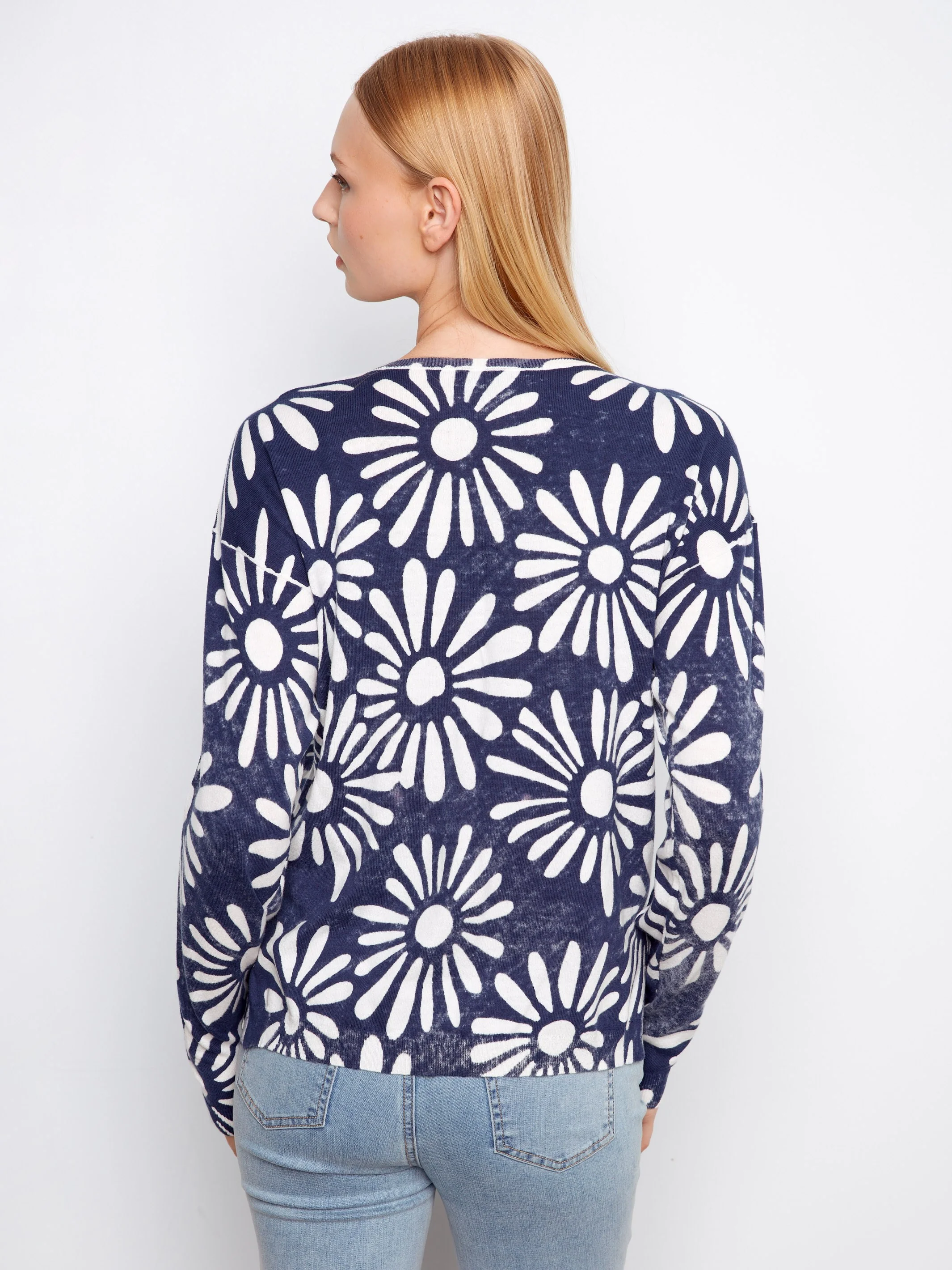 Reversible Printed V-Neck Sweater - Nautic - Image 4