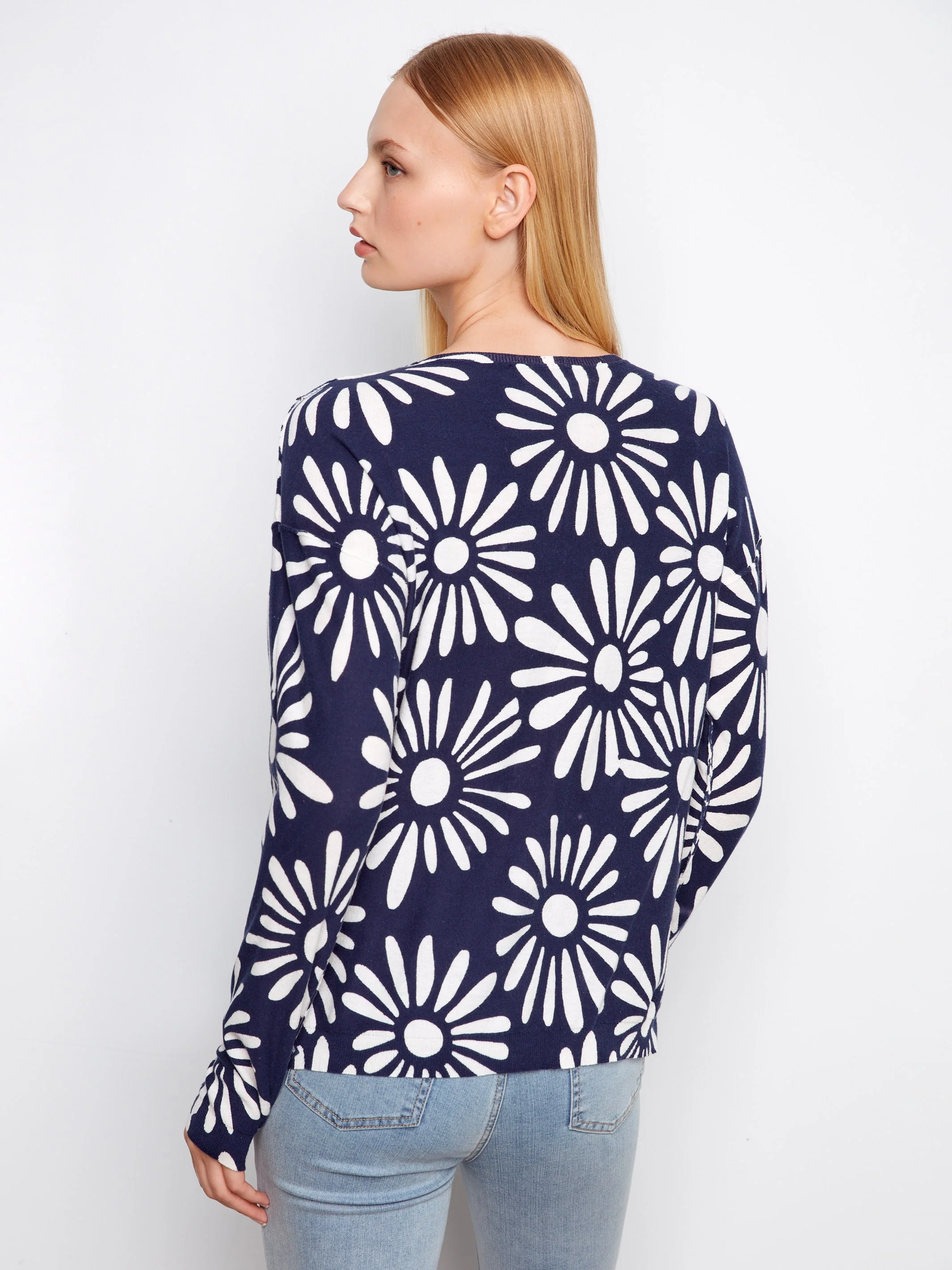 Reversible Printed V-Neck Sweater - Nautic - Image 5
