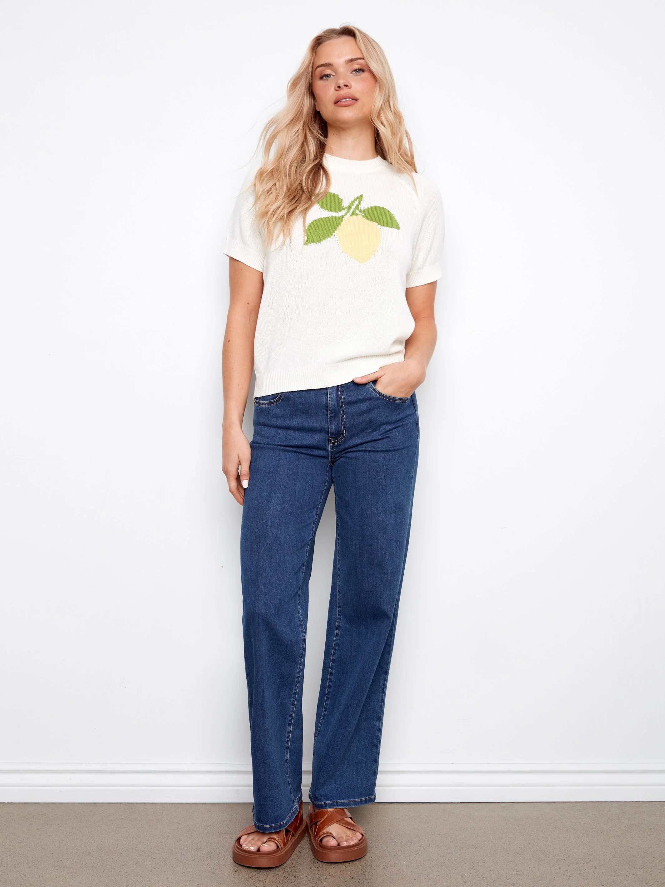 Short Sleeve Cotton Knit Top - White - Image 6