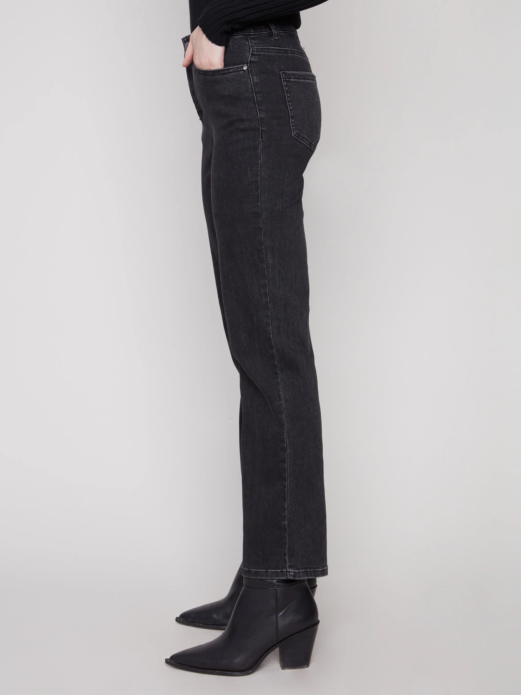 Straight Leg Jeans - Charcoal - Image 3