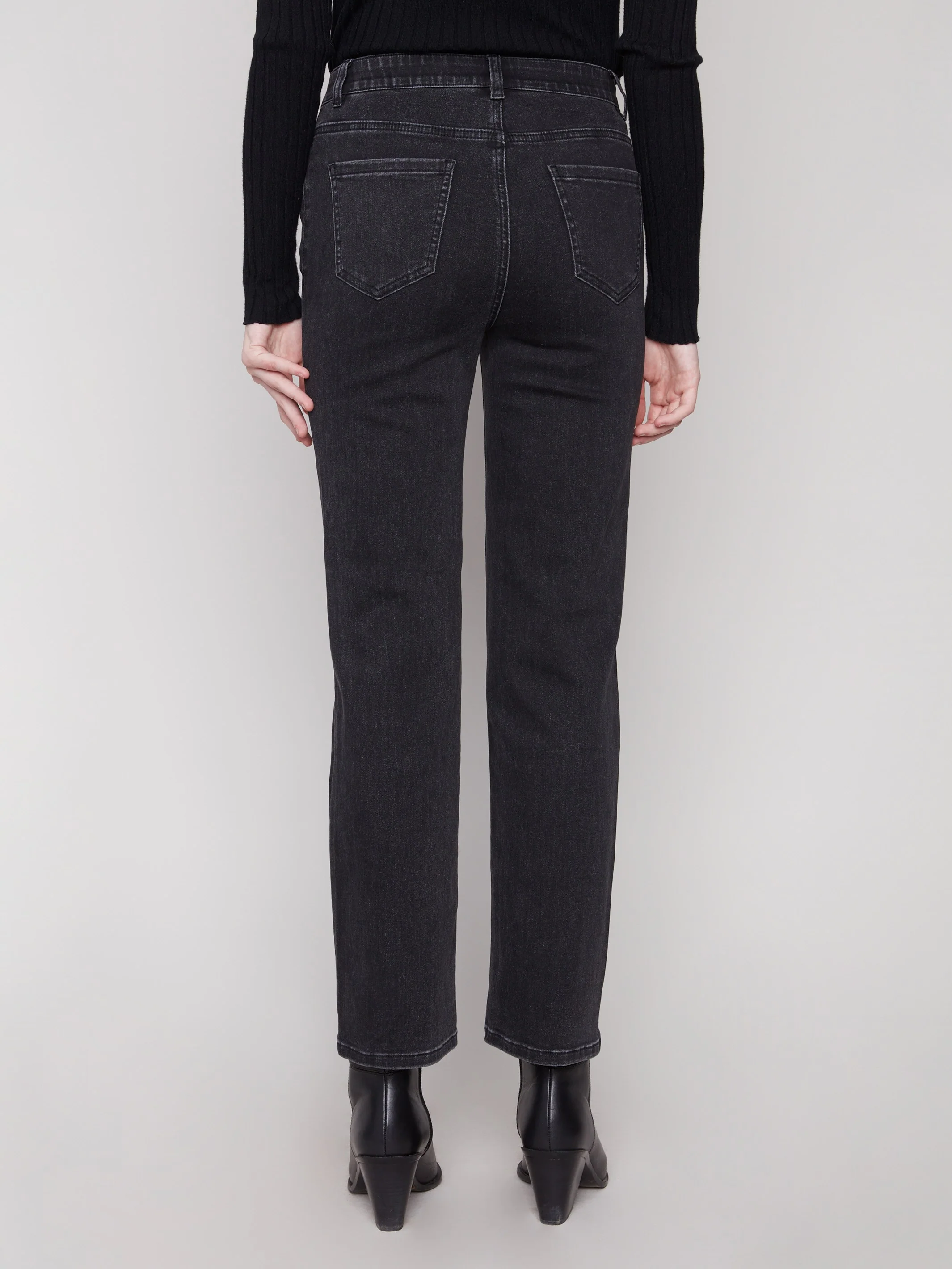Straight Leg Jeans - Charcoal - Image 4