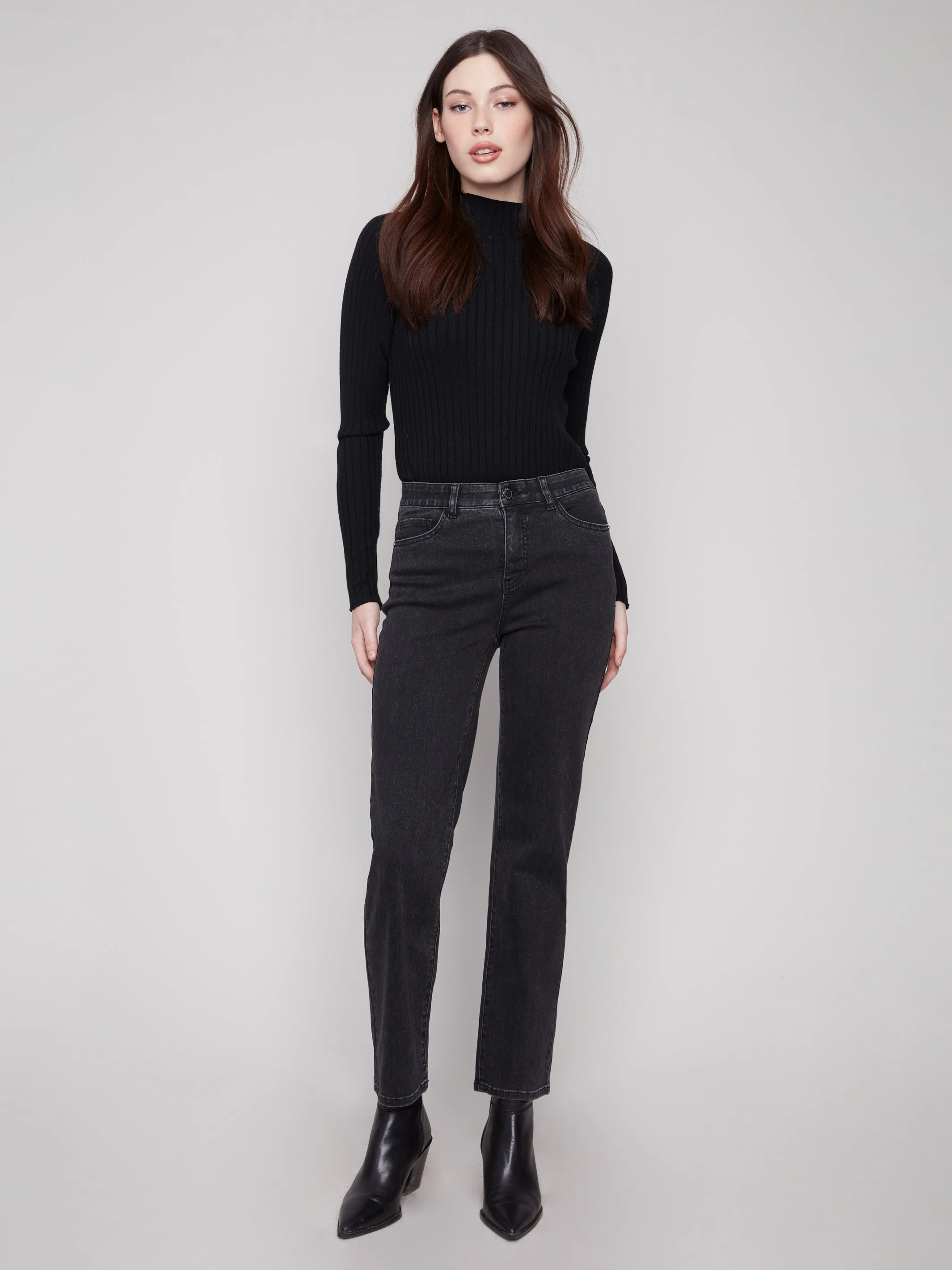 Straight Leg Jeans - Charcoal - Image 5