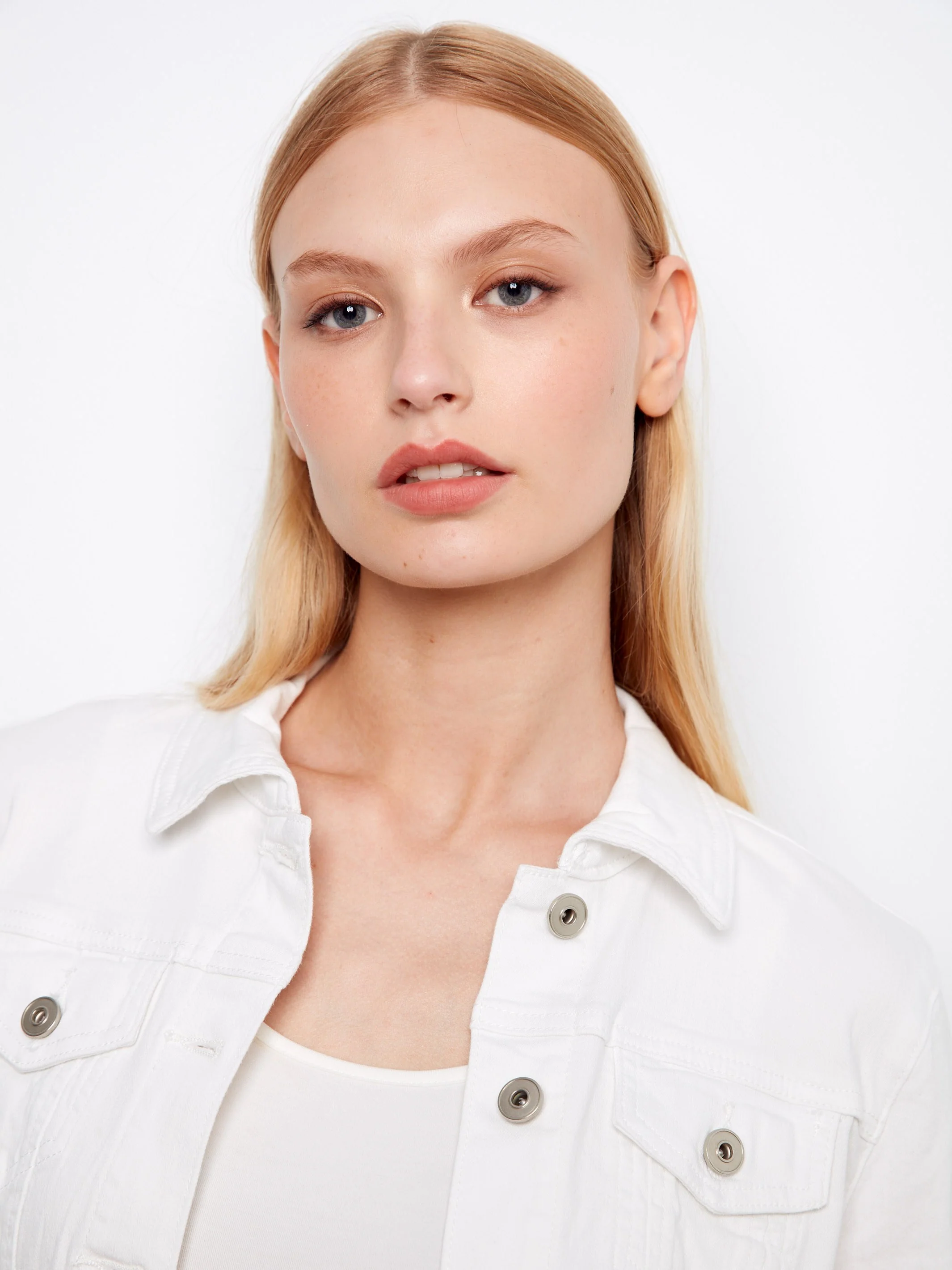 Stretch Denim Jacket - White - Image 8