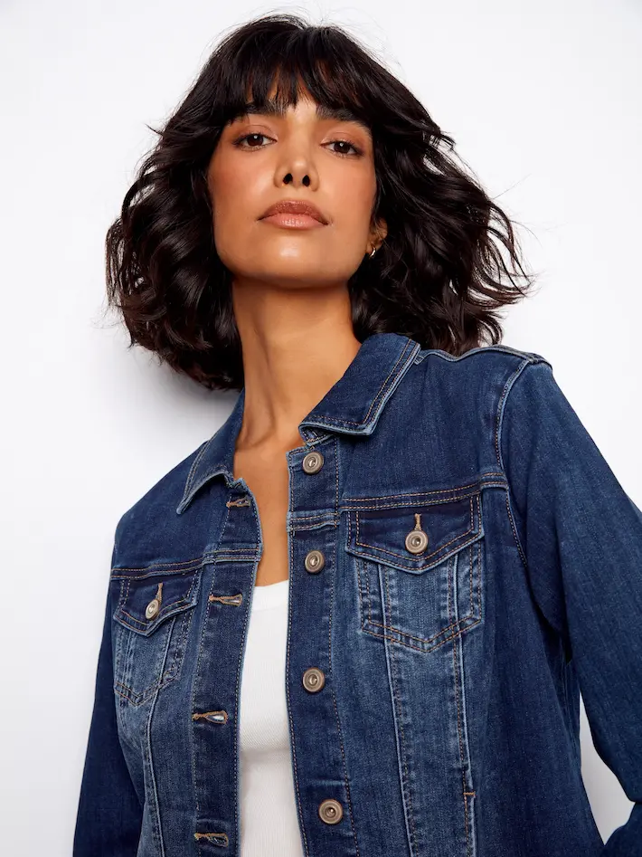 Stretch Denim Jacket - Indigo - Image 9