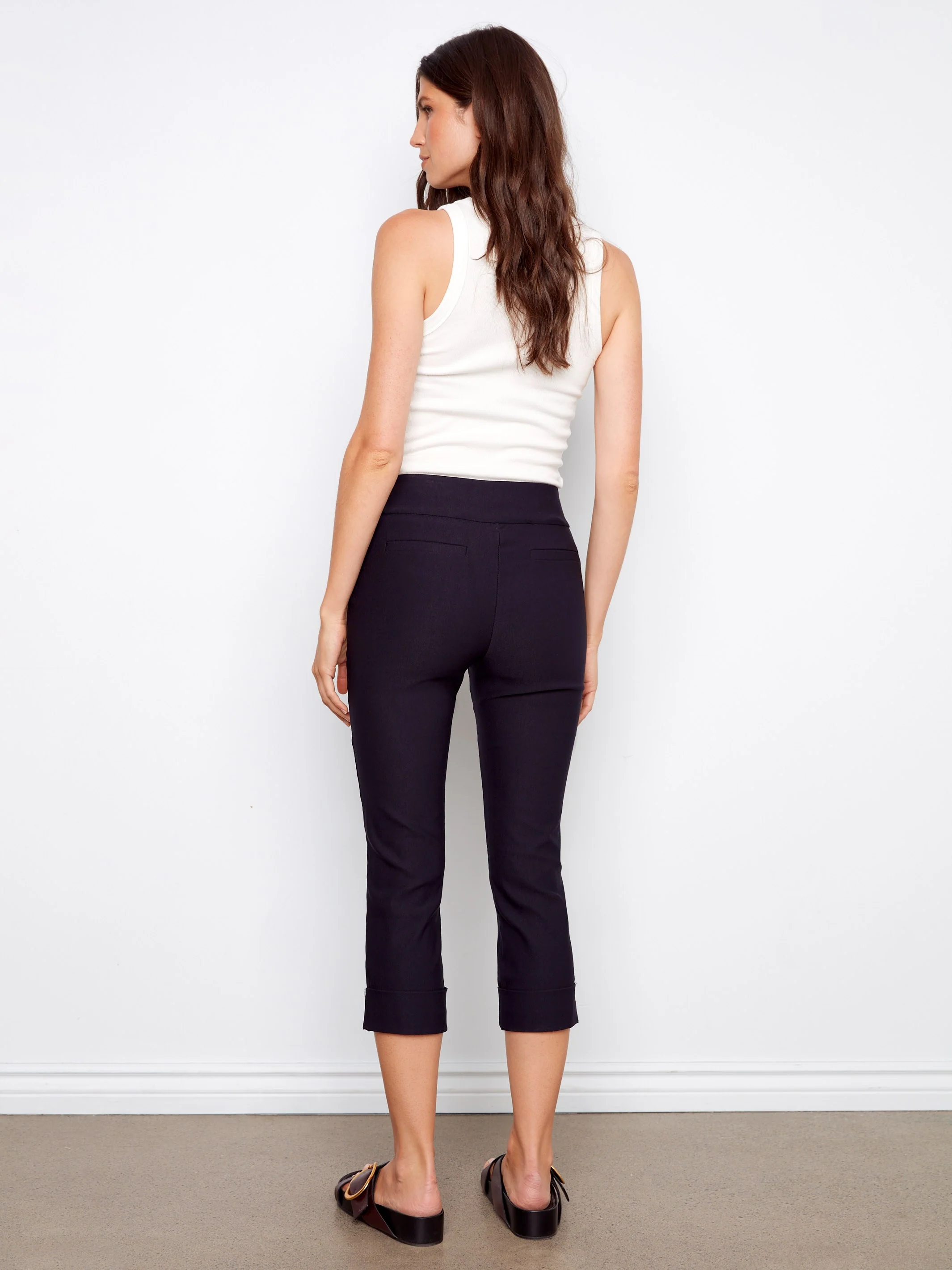 Stretch Pull-on Capris Pants - Navy - Image 4