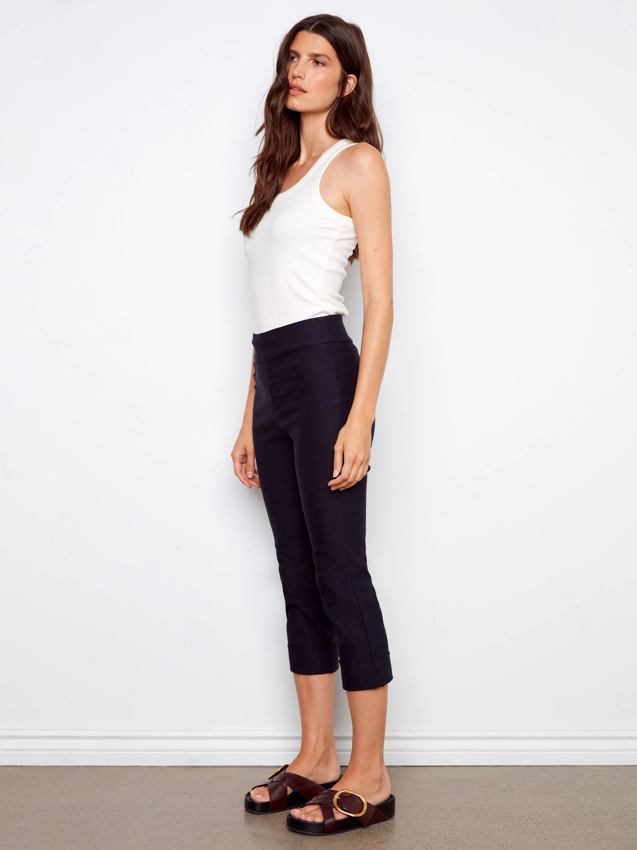 Stretch Pull-on Capris Pants - Navy - Image 5
