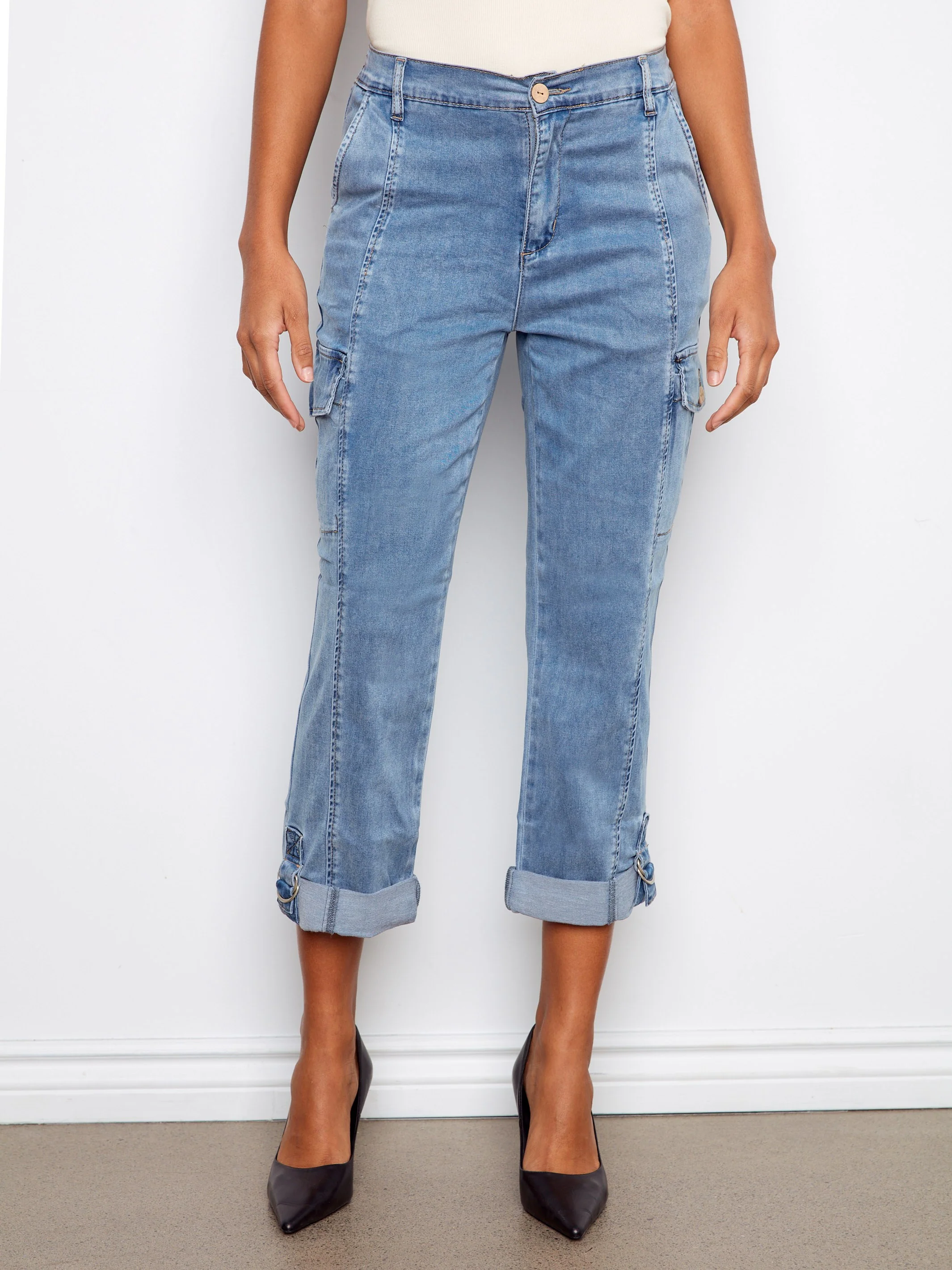 Stretch Tencel Cargo Pants - Chambray - Image 6