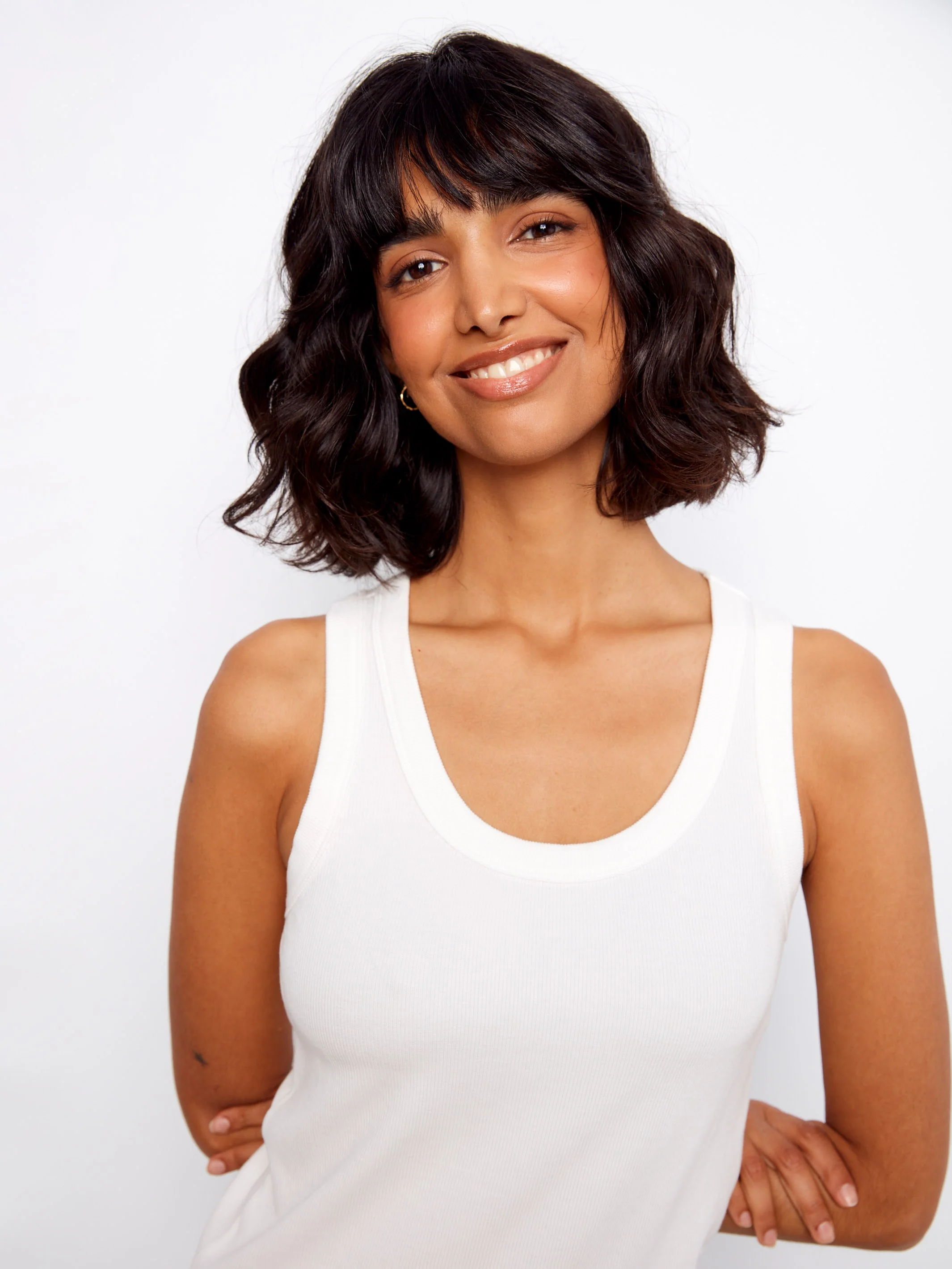 Tencel Ribbed Tank Top - White - Image 3