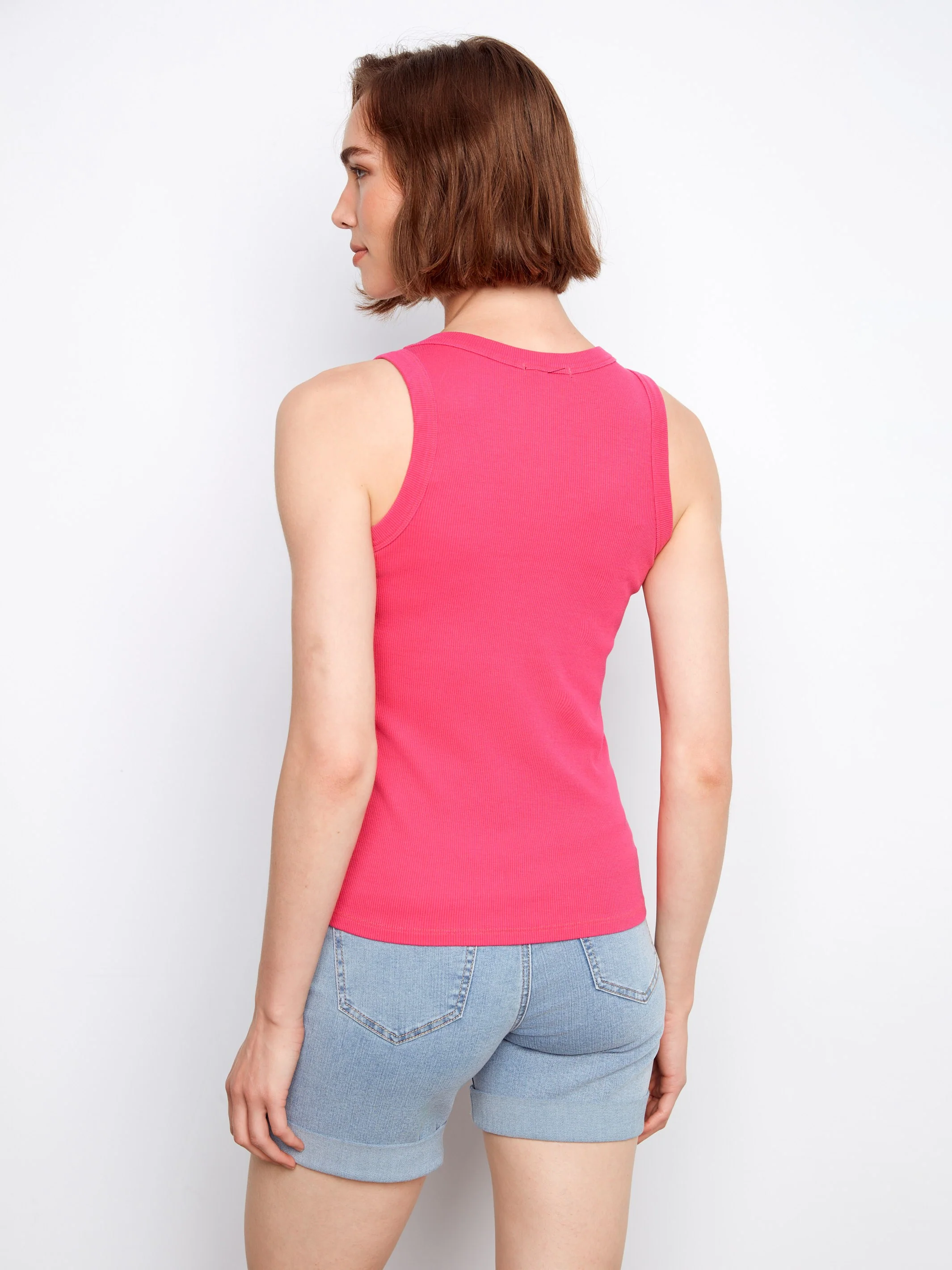 Tencel Ribbed Tank Top - Fuchsia - Image 4