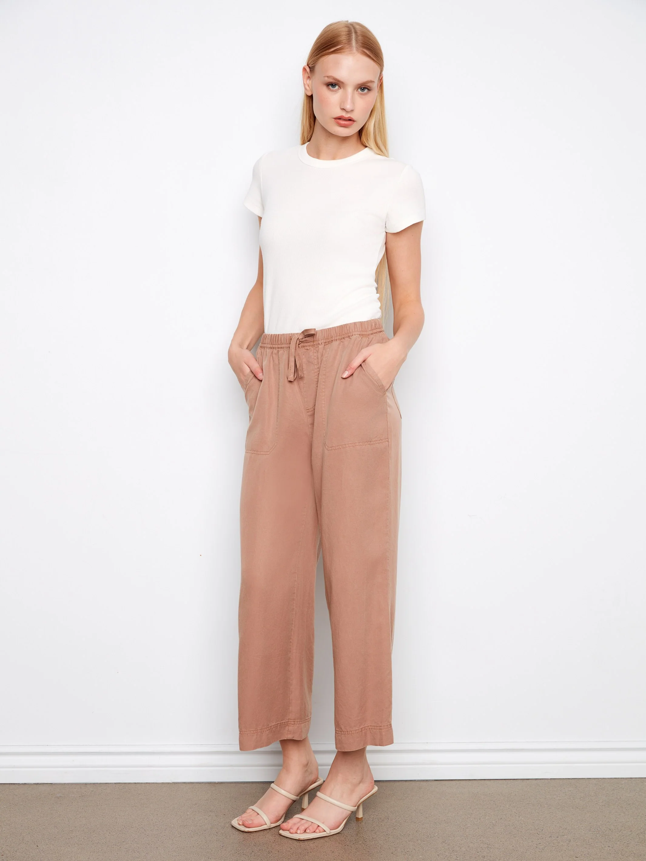 Tencel Wide Leg Jogger Pants - Desert - Image 3