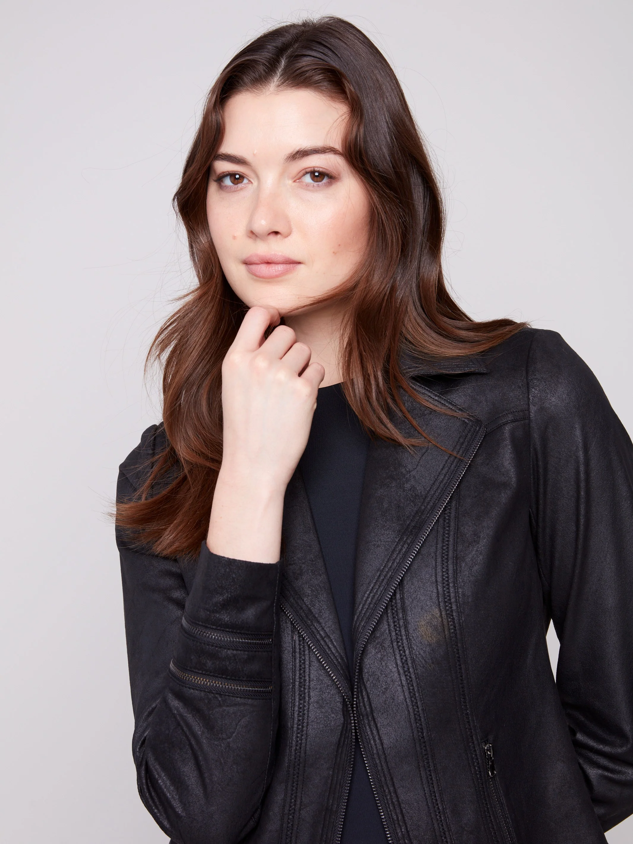 Vintage Faux Leather Jacket - Black - Image 3