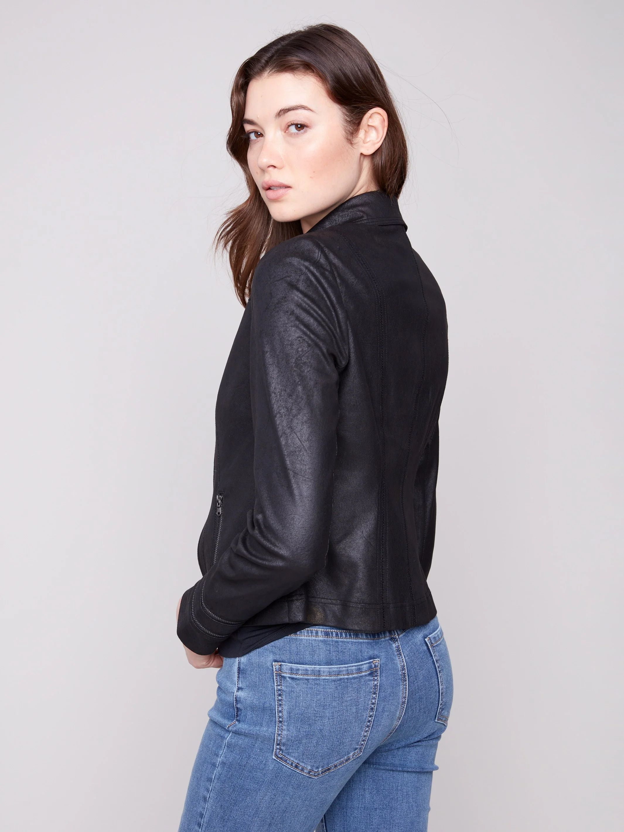 Vintage Faux Leather Jacket - Black - Image 5
