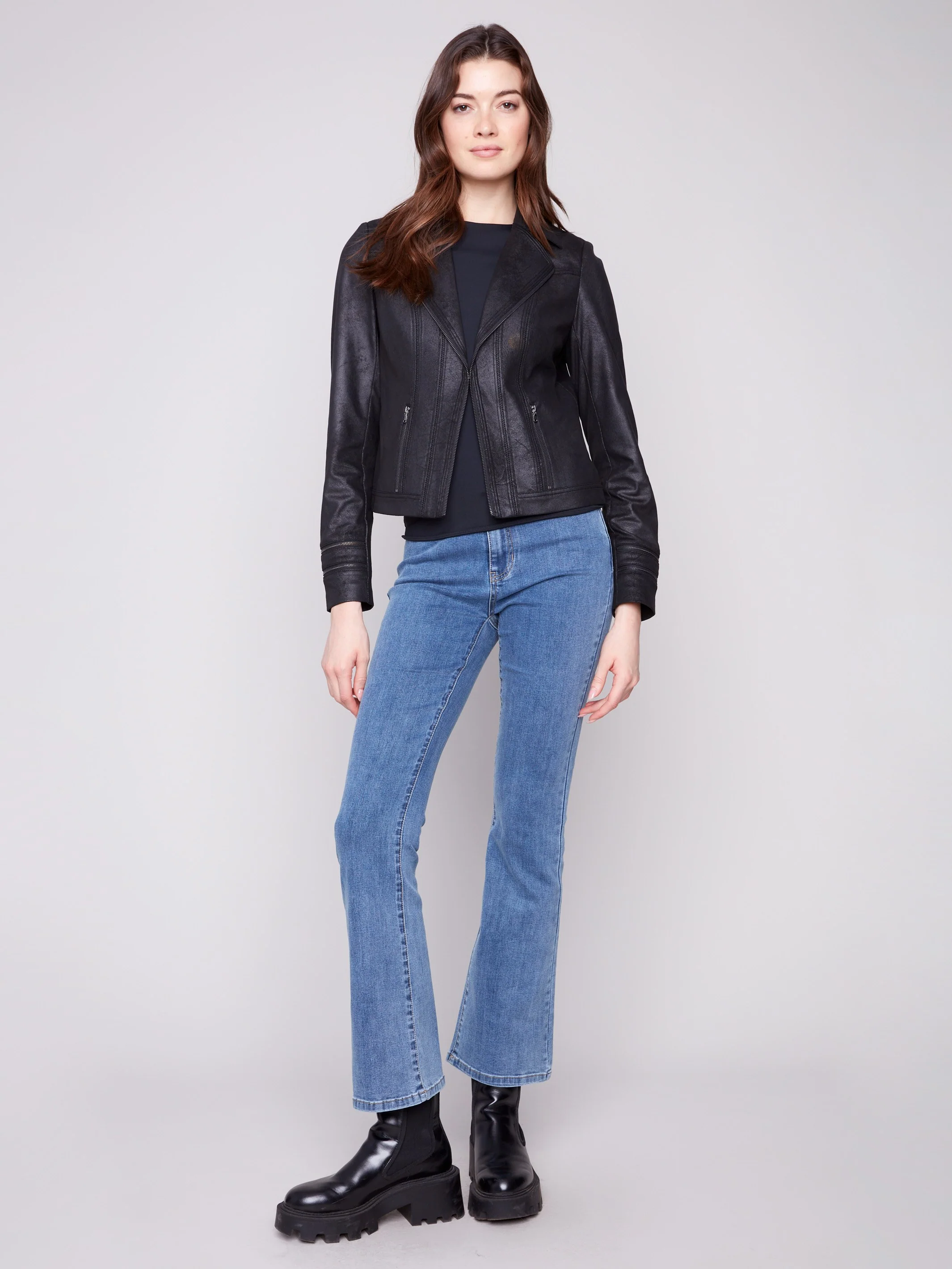 Vintage Faux Leather Jacket - Black - Image 7
