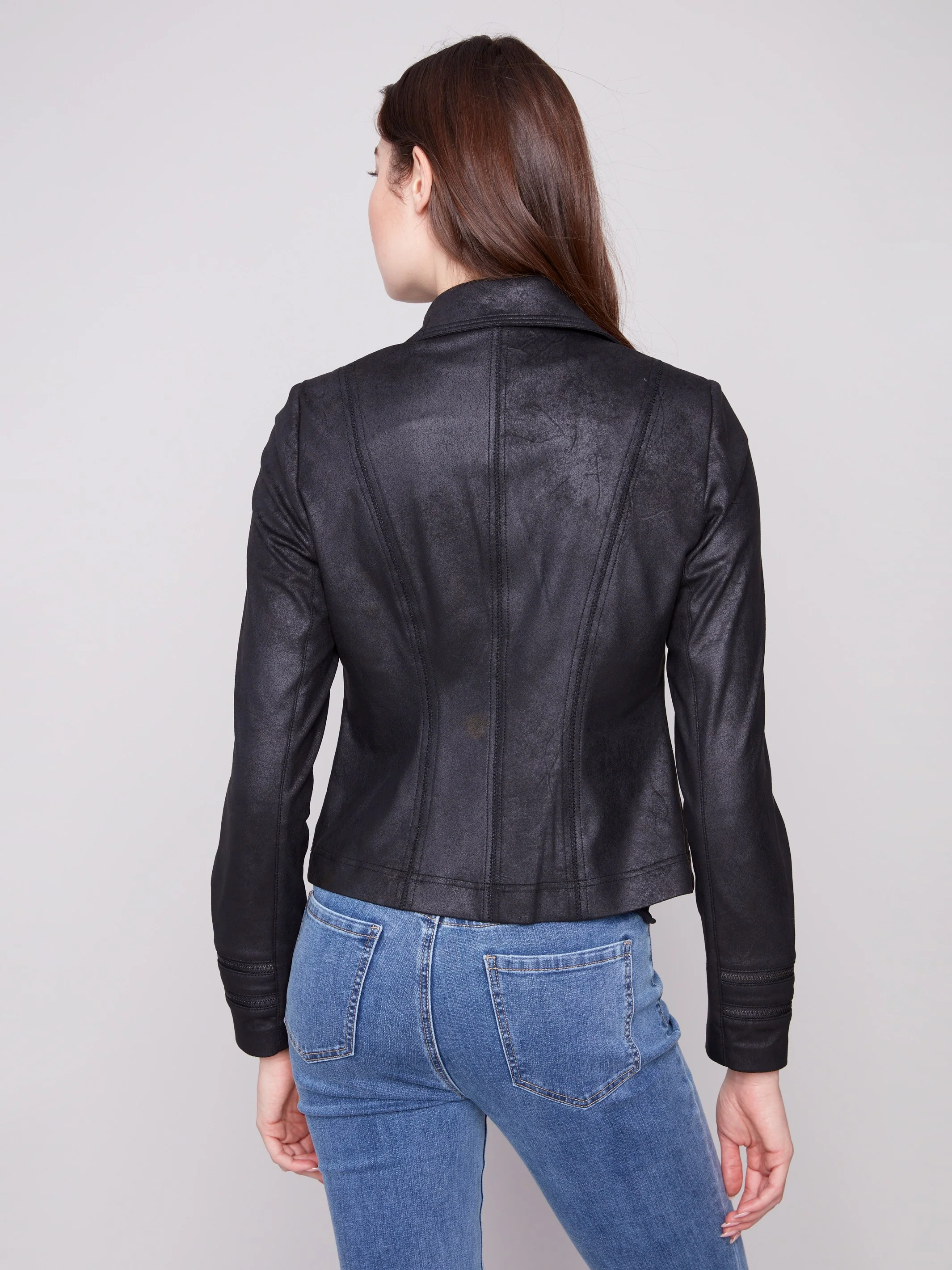 Vintage Faux Leather Jacket - Black - Image 8